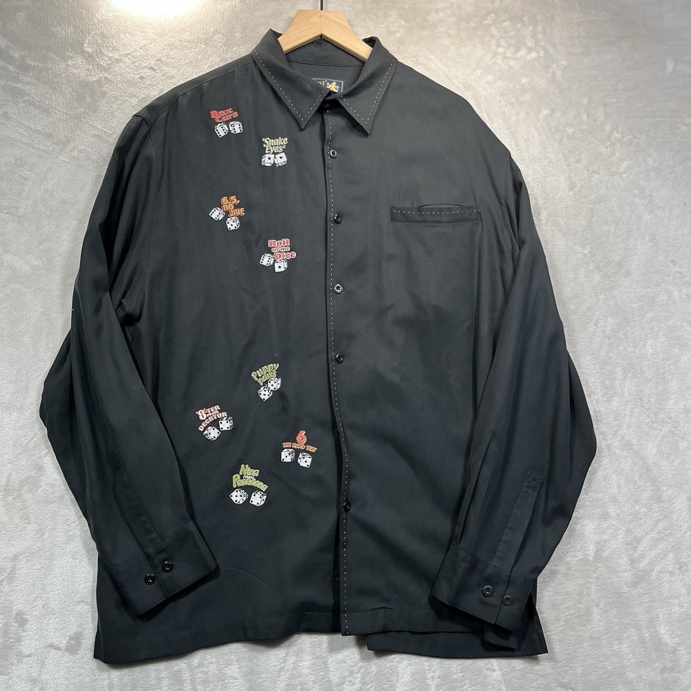 Nat Nast Shirt Men's Black Silk‎ Long Sleeve XL Luck Be A Lady